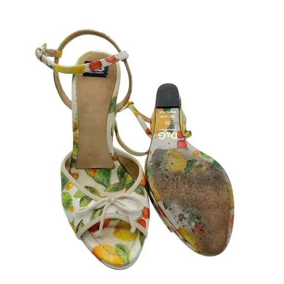 D&G Dolce & Gabbana Lemon Print Wedge Heels